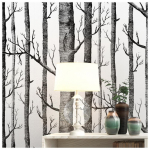 Moodne Black Birch Forest Peel and Stick tapeet Isekleepuv kontaktpaberist eemaldatav veekindel tapeet m&ouml;&ouml;bli renoveerimiseks 45CM*6M