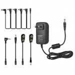 Caline CP-07A kitarriefektide toiteadapter DC 9V 1A 5-suunalise &uuml;mberp&ouml;&ouml;ratud Daisy kettkaabliga EU Plug must