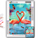 Teemantmaaling Animal Flamingo Tikand Ristpistes Rhinestone Home Decor Full Round 20X30CM