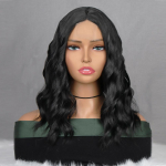 MERISIHAIR must sinine keskmise pikkusega naturaalne laineline parukas ilma tukkideta pitsist s&uuml;nteetilisest kiust parukad naistele igap&auml;evaseks kandmiseks 14inches