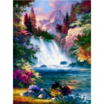 5D DIY teemantmaaling Scenic Waterfall Teemanttikandid T&auml;ismosaiikkomplektid Ristpistes Kodukaunistus K&auml;sitsi valmistatud kingitused Round 20x30cm