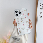 K&auml;sitsi valmistatud telefoni tarvikud P&auml;ris kuivatatud presslilledega telefoni&uuml;mbris iPhone 15 Plus 13 12MINI 14 12 11 Pro Max X XS XR jaoks iPhone 14 Pro roosa