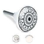 Les Tr&eacute;sors De Lily [A2101] - keraamiline m&ouml;&ouml;bli nupp  Mandala  must valge - 65x35 mm must