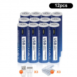 PALO 12-40tk 1110mWh 1,5V AAA USB liitiumaku Micro USB laadimine AA liitium-ioonakud m&auml;nguasjadele Taskulamp sinine
