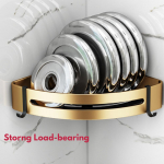 Luksuslik vannitoariiulite komplekt Kolmnurkne nurk du&scaron;iruumi hoidik Seinariiul WC-riiuli korraldaja Vannitoa m&ouml;&ouml;blikomplektid kuldsed 1 Layer Triangle