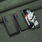 Lihtne nahk magnetkate Samsung Galaxy Z Fold 4 &uuml;mbrisele, matt nahk k&otilde;va t&auml;iskaitsega hoidiku kate, kukkumisvastane Fundas For Z Fold 4 roheline