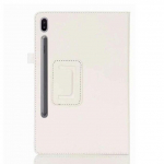 Tahvelarvuti &uuml;mbris Samsung Galaxy Tab S7 Plus 12,4 tolli 2020 SM-T970 SM-T975 jaoks PU nahast &otilde;huke kokkupandav litchi kate Tab S7 11-tollisele T870 T875-le Pliiatsiga + Klaas For S7 T870 T875 T876 valge