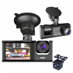2-tolline auto armatuurkaamera 1080P 3 kaamera ts&uuml;klit salvestav videosalvesti sees eesmine tahavaatekaamera 24h parkimismonitor tagurduskaamera No TF Card must
