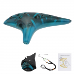 12 auguga Alto Tone C Sinine keraamiline ocarina lastele / t&auml;iskasvanutele / algajatele lauluraamatuga Kaelan&ouml;&ouml;ri kandekott