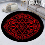 Red Sigil of Baphomet ja Lucifer Premium &uuml;mmargune vaip Isikup&auml;rastatud vaip Koju andev kingitus Perele Tervitusmatt Naljakas isikup&auml;rastatud vaip 60cm x 60cm