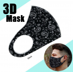 Uus 1 tk Unisex suvine &otilde;hukese l&otilde;iguga hingav mask tolmukindel UV-vastane korduvkasutatav pestav tr&uuml;kitud pool n&auml;gu suumuhvel must