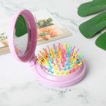 Kaasaskantav mini &uuml;mmargune juuksekamm peegeltaskuga V&auml;ikese suurusega reisimassaaži kokkupandav juuksekamm Naiste juukseharjad Stiilit&ouml;&ouml;riistad 6 * 14 cm