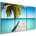 Kolmeosalise pildiga l&otilde;uendiprint Tropical Palm Beach 60x40 sinine