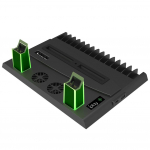 PS5 aluse jahutusventilaator kahe kontrolleriga laadimisjaamaga, salvestuspesaga Playstation 5 plaaditarvikute jaoks must