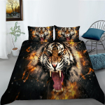 Fierce Tiger tr&uuml;kitud voodipesukomplekt t&auml;issuuruses kaheinimesevoodi l&otilde;vimustriga tekikate Superpehme ja hingav lukuga voodipesu DE 100x135cm