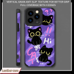 Isikup&auml;rastatud koomiks armas kass vertikaalsest nahast pehmest silikoonist telefoni&uuml;mbrisest tagakaas koos kaamera objektiiviga t&auml;ieliku kaitsega iPhone 7