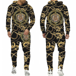 Kuldl&otilde;vi 3D-prindiga kapuutsiga p&uuml;kste &uuml;likond Meeste vabaaja graafiline t&auml;navariietus Pullover dressipluus varustus komplekt Hip Hop lahedad dressid S
