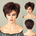 Naiste punakaspruun 23 cm l&uuml;hikeste juustega hingav ja mugav parukas 23Cm 9 Inch tumelilla v&auml;rv