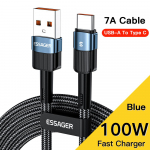 Essager 7A USB C-t&uuml;&uuml;pi kaabel C-t&uuml;&uuml;pi kaabel Mobiiltelefoni kiirlaadimisjuhe USB C-kaabel Xiaomi Samsung Huawei Andriod C-t&uuml;&uuml;pi andmelaadimiskaabli juhe 2M (7A 100W A To C)
