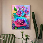 5D DIY teemantmaaling heledate lilledega ristpistes komplekt Mosaiik Teemanttikandid Roos T&auml;isringi/ruudukujuline puur Kodukaunistus Round 30x40cm