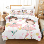 3D balleti t&uuml;druku voodipesukomplekt Cartoon Girl tantsutekk ja padjap&uuml;&uuml;r 2/3 tk AU140 * 210 &uuml;he-/kahe voodiga p&uuml;hadekingitus t&uuml;drukutele Pehme kodutekstiil Baby 100x135cm