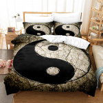 3D Hiina stiilis voodipesukomplekt Yin Yang kahetasandiline tekikott 2/3 t&uuml;kki EU135 * 200 &uuml;he- v&otilde;i kaheinimesevoodi Tai Chi tr&uuml;kitud pehme kodutekstiil AU Single 140x210cm