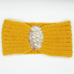 Talvine heegeldatud peapael naistele Kristallp&auml;rlid Juuksepael Villane K&otilde;rvasoojendaja Soe Kootud Peakate Elastne Lai turban Bandaanid Moodsad Juuste Aksessuaarid kollane