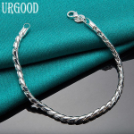 925 Sterling h&otilde;be 4 mm keerutatud n&ouml;&ouml;riga k&auml;ev&otilde;ru peov&otilde;lu ehted 20cm