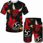 Vintage Oriental Dragon God 3D Print Meeste s&auml;rgid/l&uuml;hikesed p&uuml;ksid/komplektid Jaapani samurai t&auml;toveering Riietus Mood Meeste T&auml;navar&otilde;ivad Riietus&uuml;likond M