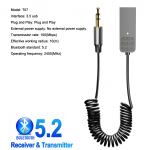 Aux Bluetooth 5.2 Adapter traadita helivastuv&otilde;tja USB kuni 3,5 mm pistikuga vabak&auml;e auto BT vastuv&otilde;tja saatja automaatne k&otilde;lar muusikapleier