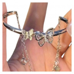 Naiste k&auml;ev&otilde;ru keti tuti kaunistusega poolk&auml;ev&otilde;ru avanev reguleeritav liblikas ripats &uuml;hev&auml;rviline roostevaba poleeritud peen daami randmek&auml;ev&otilde;ru h&otilde;be