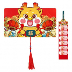 2024. aasta Zodiac Draakoni aasta punased &uuml;mbrikud, armas multikas, kokkuvolditav tutiga Lucky Money punase &uuml;mbrikuga B punane