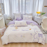 Armas v&auml;ike karupoeg puhas puuvillane pestud puuvillane neljaosaline lilla multikas printsessi stiilis tekikott puhtast puuvillast voodipesu lastele 1.5m bed sheet 4pcs