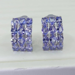 SACE GEMS k&otilde;rvar&otilde;ngad naistele 925 Sterling Silver 3*4MM naturaalsest tansaniit k&otilde;rvaklambriga pulmapidu peen ehe p&uuml;hadekink sinine