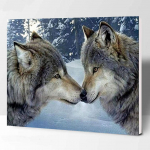 DIY teemantmaaling Two Wolves ristpistes komplekt Mosaic Art Teemantmaal T&auml;isringi/ruudukujulise teemantv&auml;rviga kodukaunistus Round 20x30cm