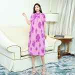 Wrinkle printed loose fitting dress for women in summer, new style, slimming and age reducing design, mid length skirt M must