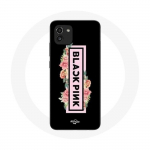 Coque pour Samsung Galaxy A03 Blackpink Groupe de K-pop Logo Noir Rose Fond Noir