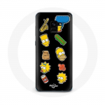 Samsung Galaxy A8 Plus &uuml;mbris The Simpsons kleebised mustal taustal