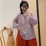 Johnature Retro vabaaja helelilla s&auml;rk Naiste kevadsuvi &otilde;hukesed p&auml;ikesekaitseriided lahtised topid One Size lilla