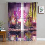 Violetne bambuskivi aroomiteraapia l&auml;bipaistev kardin elutuppa, esikussein, riietus kodu aknatarvikud popprinteriga t&uuml;llkardinad 135W x 114H(cm)