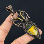 Natural Bubleebee Jasper Gemstone Handmade Copper Wire Wrap Pendant 3.94 v7o95