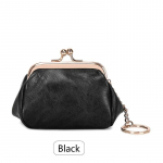 Retro mini lock clip coin purse, daily portable and cute handheld storage bag for girls, solid color simple key bag
