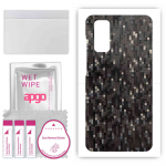 apgo Protective Skin Sticker for the back compatible with Samsung Galaxy S20, Wrap Film, Foil, Vinyl - Pattern Carbon Black Pixel
