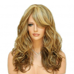 Naiste pikk lokkis tukkidega parukas Loomuliku v&auml;limusega kuumakindel k&otilde;rge temperatuuriga kiud kollane vein punane blond lainelised s&uuml;nteetilised juuksed