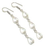 Natural White Topaz Gemstone Handmade 925 Sterling Silver Earring 2.68 n8h56