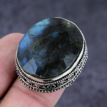 Natural Labradorite Gemstone Handmade 925 Sterling Silver Jewelry Ring S.9 k5h47