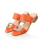 Naine Kivist Kristallkingad Madala Kontsaga Sandaalid Uued Tooted Br&auml;nd Naiste K&otilde;rge Kontsaga Sussid Suvine Slip-On Oranž Kollane 40 oranž