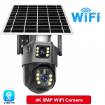 4G SIM-v&auml;liskaamera 8MP WiFi p&auml;ikesepaneeliga V380 topeltobjektiiviga AI automaatne j&auml;lgimine &ouml;&ouml;n&auml;gemine kahesuunaline heli CCTV turvakaitse WiFi Cam