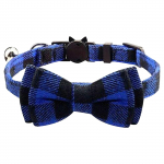 AkoaDa kassi kaelarihm armsa kikilipsu ja kellukesega kiisu jaoks reguleeritava ruudulise turvarihmaga lemmikloomatarbed One Size sinine