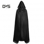 Halloweeni neem Musta kapuutsiga keskaegne v&otilde;luri r&uuml;&uuml; Cosplay kost&uuml;&uuml;m t&auml;iskasvanutele lastele Halloweeni esinemismantel 90 cm must